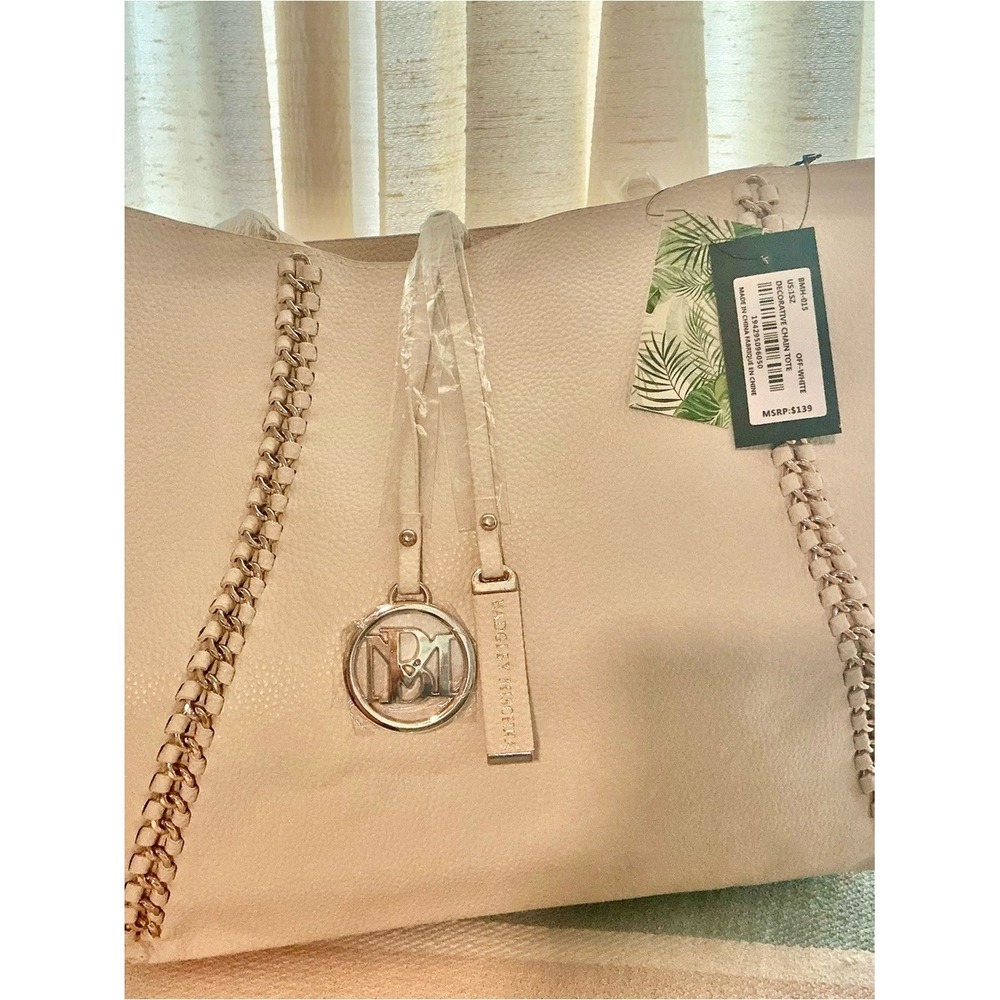 👜 NWT Badgley Mischka "Decorative Chain" Tote - Off-White